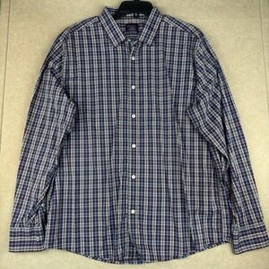 UNTUCKit Shirt Mens XXL Plaid Blue‎ Maroon Slim Fit Stretch Button Down